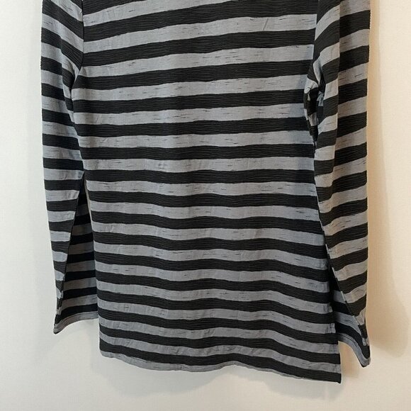 Habitat High Low Top Womens XS Black Gray Stripe Longline V-Neck Tunic Shirt EUC - Picture 7 of 10
